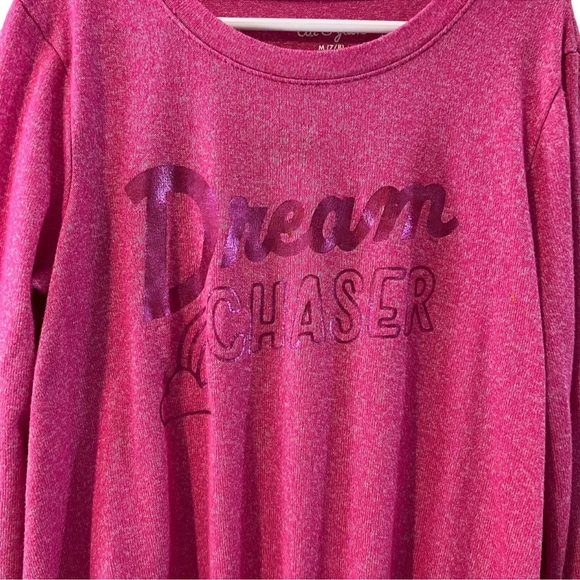 Cat & Jack Girls Pink Knit Top Medium 7/8 Dream Chaser Rainbow Bubble Hem Comfy - Picture 4 of 7
